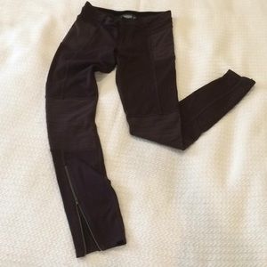 Stretchy zipper moto-style pants in 4 Tall.